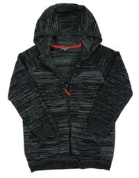 Černo-šedý melírovaný propínací svetr s kapucí Primark