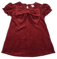 Vínové plyšové šaty s mašlou H&M