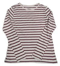 Svetloružová -vínové pruhované tričko H&M