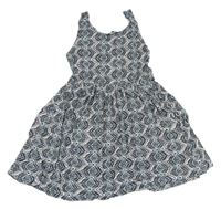 Bielo-sivo-čierno-svetloružové vzorované šaty PRIMARK