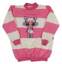 Ružovo-biela pruhovaná ľahká dlhá mikina s L.O.L.