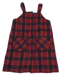 Červeno-tmavomodré kockované vlnené prepínaci šaty F&F