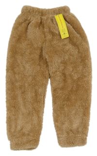 Nové - hnědé chlupaté tepláky