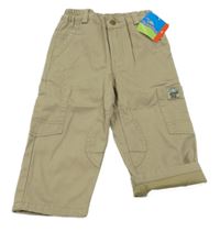 Nové - béžové plátěné podšité kalhoty s kapsami Topolino