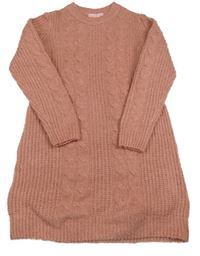 Starorůžové pletené vzorované šaty Pocopiano