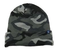 Sivo-kaki-čierna army pletená čapica