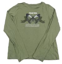 Khaki tričko s motýlkom Primark