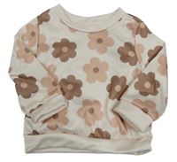 Smetanovo-ružovo-hnedá kvetovaná mikina shein