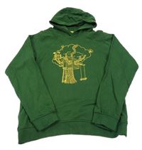 Tmavozelená mikina se stromem a kapucí Mountain Warehouse