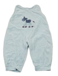 Svetlomodré zamatové na traké tepláky s oslíkem