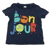 Tmavomodré tričko s nápisom C&A