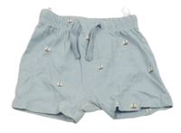 Svetlomodré bavlnené kraťasy s loďkami H&M