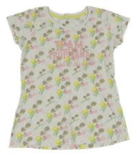 Biele vzorované tričko s palmami a nápisom Alive