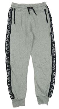 Šedé melírované tepláky s černým pruhem H&M