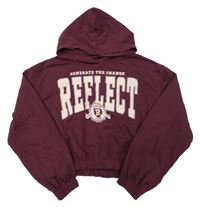Vínová crop mikina s nápisem a kapucí H&M