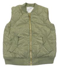 Nové - khaki prošívaná zateplená šusťáková vesta M&S