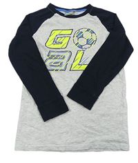 Svetlošedá -tmavomodré tričko s futbalovým loptou