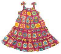 Tmavorůžovo-farebné kvetované šaty Matalan