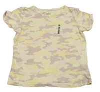 Krémovo-žlto-pudrové army tričko s nápisom Primark