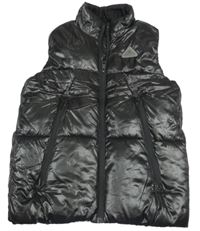 Čierna šušťáková zateplená lesklá vesta River Island