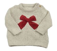 Béžový melírovaný žinylkový svetr s mašlí George