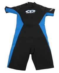 Černo-modrý neopren s potlačou