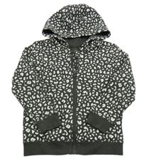 Antarcitovo-biela prepínaci mikina s leopardím vzorom a kapucňou George