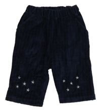 Tmavomodré zamatové tepláky s hviezdami