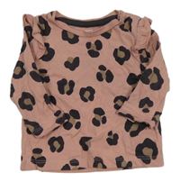 Růžovo-černo-hnědé triko s leopardím vzorem F&F