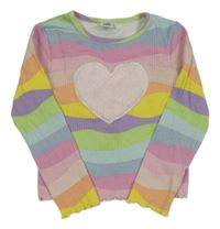 Barevné pruhované žebrované triko se srdcem Kiki&Koko