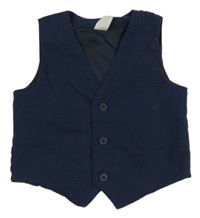 Tmavomodrá kockovaná slávnostná vesta H&M