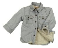 Světlešedá riflová tepláková zateplená košilová bunda Next