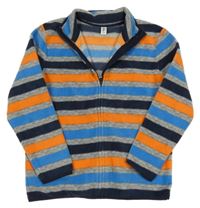 Sivo-modro-oranžová pruhovaná fleecová prepínaci mikina Yigga