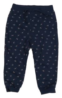 Tmavomodré květované tepláky Primark