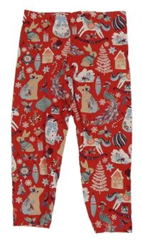 Červené legíny so zvieratkami a obrázkami Next