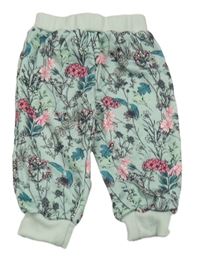 Zeleno-ružové kvetované tepláky Shein