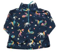 Tmavomodrá fleecová funkčná mikina s jednorožcami Mountain Warehouse