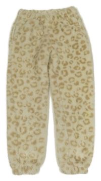 Smetanovo-béžové plyšové tepláky s leopardím vzorom