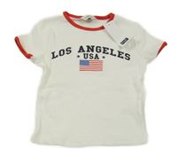 Nové - Bielo-červené rebrované crop tričko s vlajkou F&F