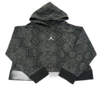 Černo-šedá crop mikina s hadím vzorem a kapucí Jordan Air