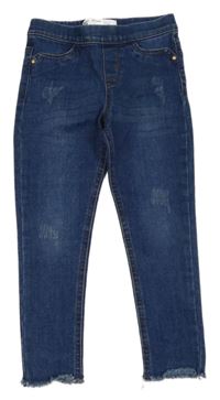 Tmavomodré džegíny s vyšúchaním Denim Co.