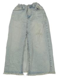 Svetlomodrá dlhá rifľová sukňa s vyšúchaním H&M