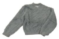 Sivý kožušinový crop sveter Zara
