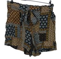 Dámské černo-hnědé vzorované volné kraťasy Primark 