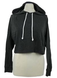 Dámská tmavošedá crop mikina s kapucí H&M