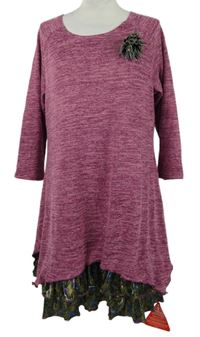 Nové - Dámské růžové melírované svetrové šaty s volánky Joe Browns 