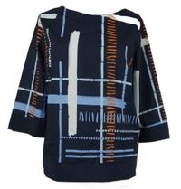 Dámska tmavomodrá vzorovaná blúzka CreationL