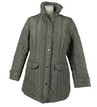 Dámský khaki prošívaný zateplený kabát Classic 