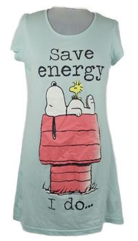 Dámska svetlomodrá nočná košeľa so Snoopym Peanuts