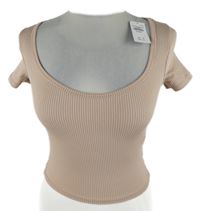 Nové - Dámské světlerůžové žebrované crop tričko Hollister 